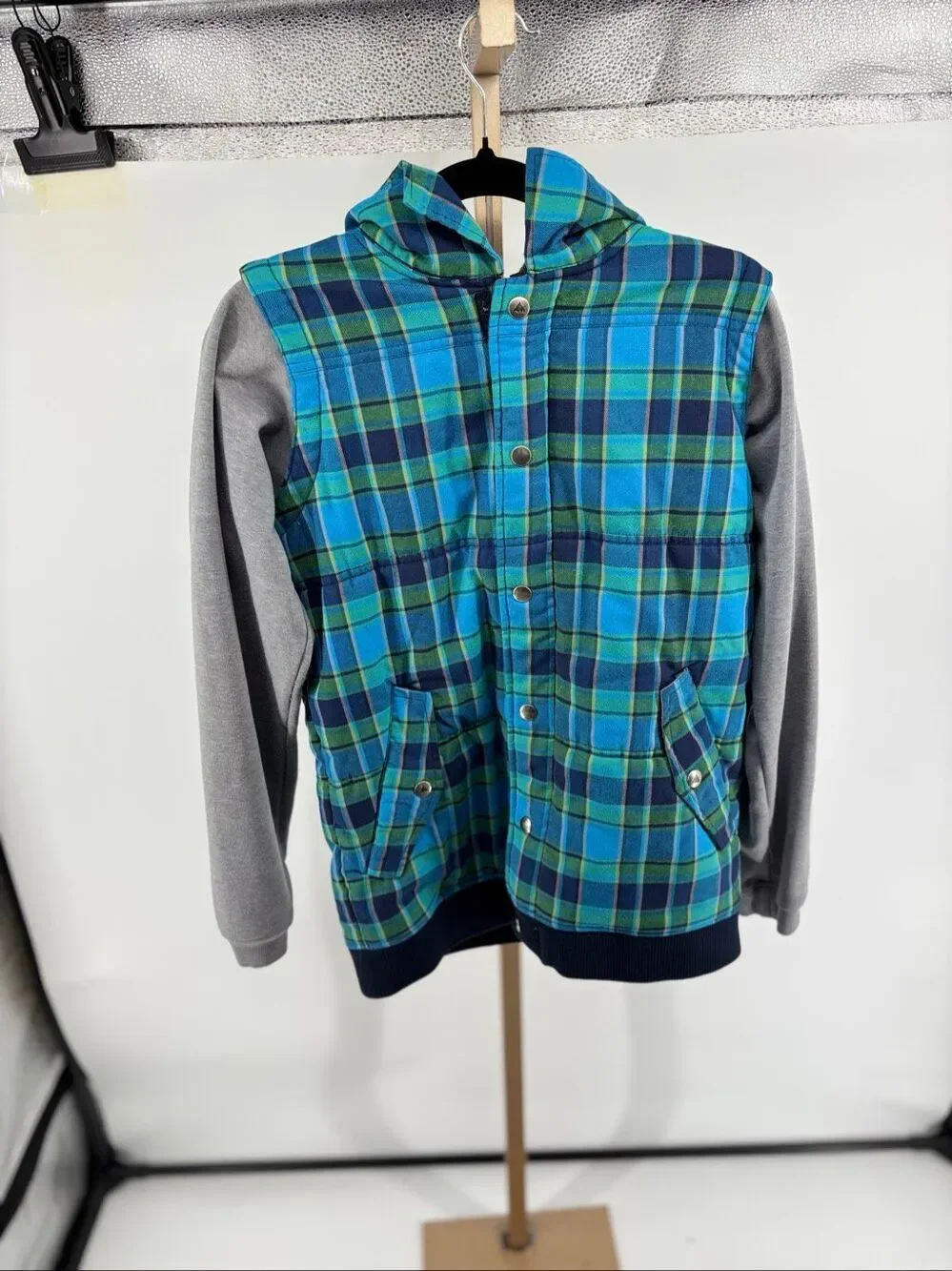 Burton Double Down Fleece Boys Plaid Jacket XL Hoodie